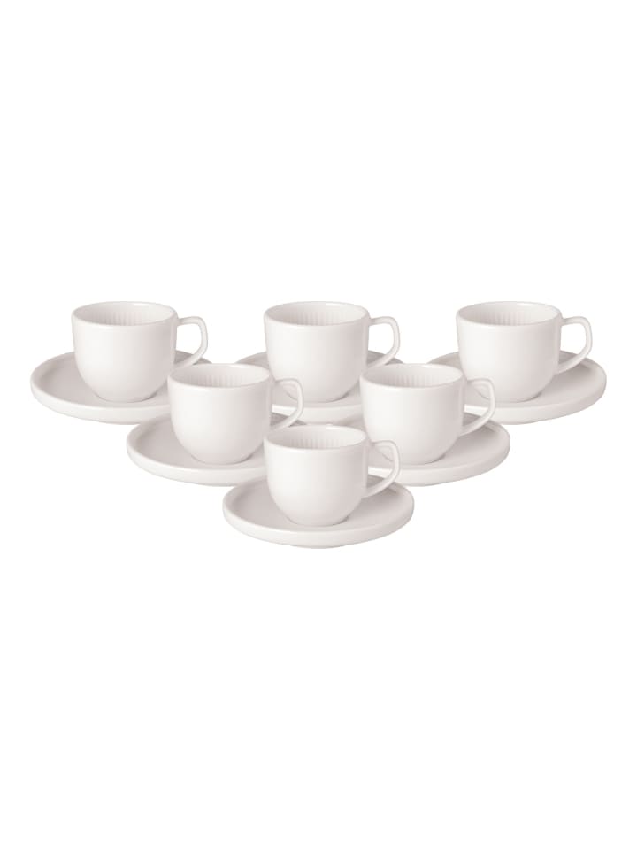 6er Set Espressotassen mit Untertassen Afina in Weiß 50 ml