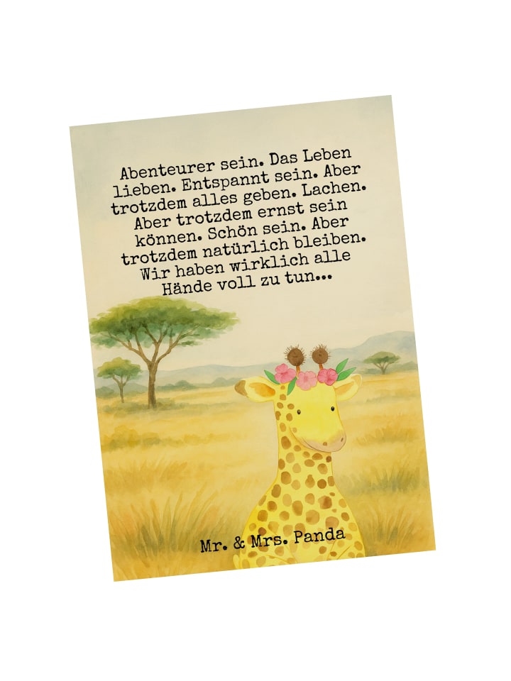 Postkarte Giraffe Blumenkranz Design mit Spruch in Weiß