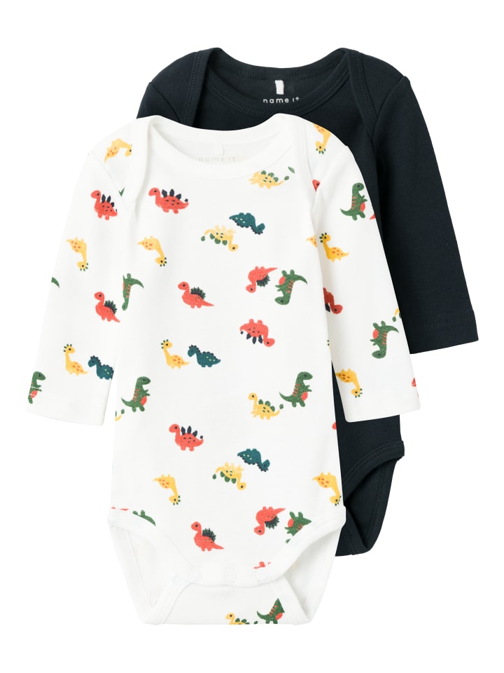 2er Pack Baby Bodys "Dino" in Weiß