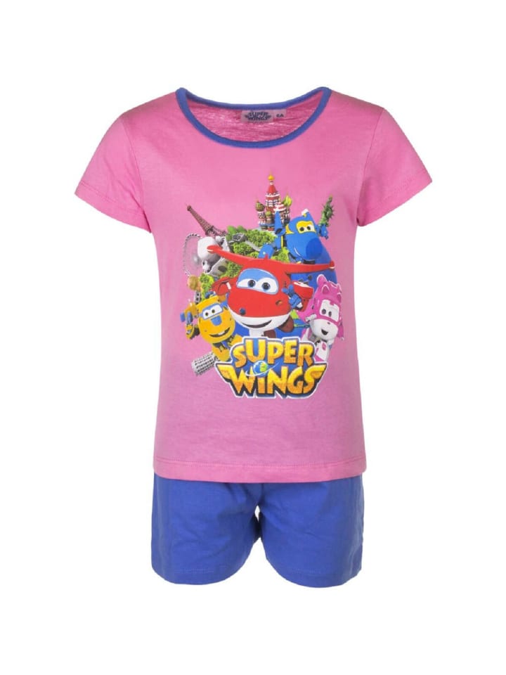 Super Wings Pyjama-Set aus Baumwolle kurzer Schlafanzug Shortama in Pink 2