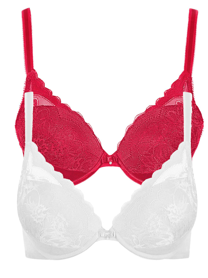 2er Pack Push up BH in red-white