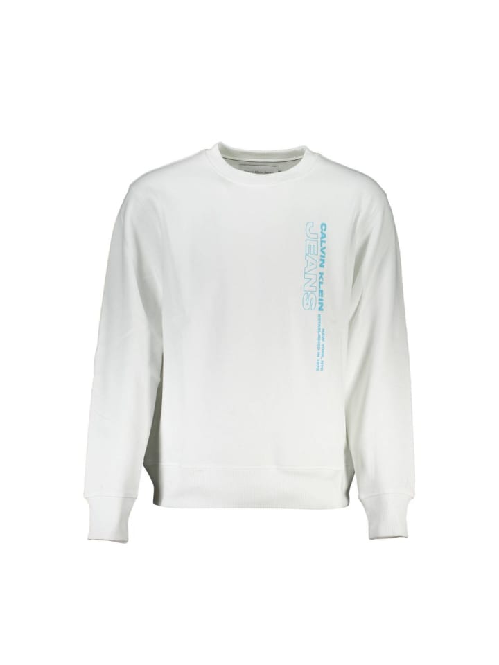 Weiß Baumwolle Herren Sweatshirt