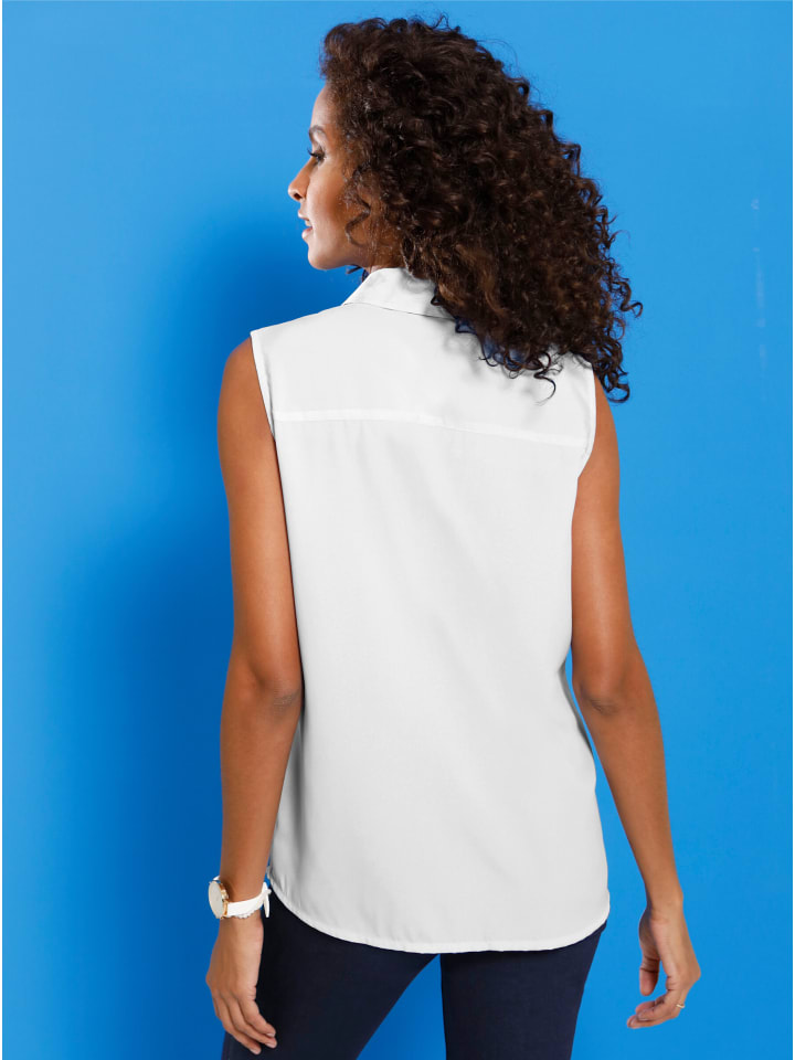 Bluse ohne Arm in weiß