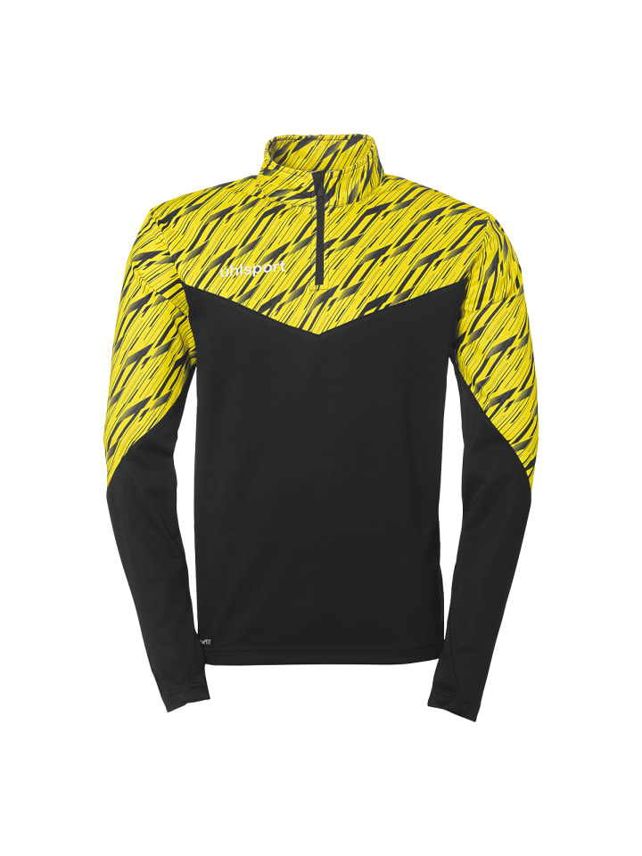 1/4 ZIP TOP Progressive 28 Kids in schwarz/limonengelb