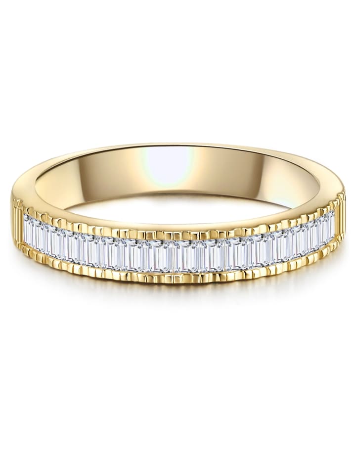 Ring aus Sterling Silber mit Zirkonia in gelbgold