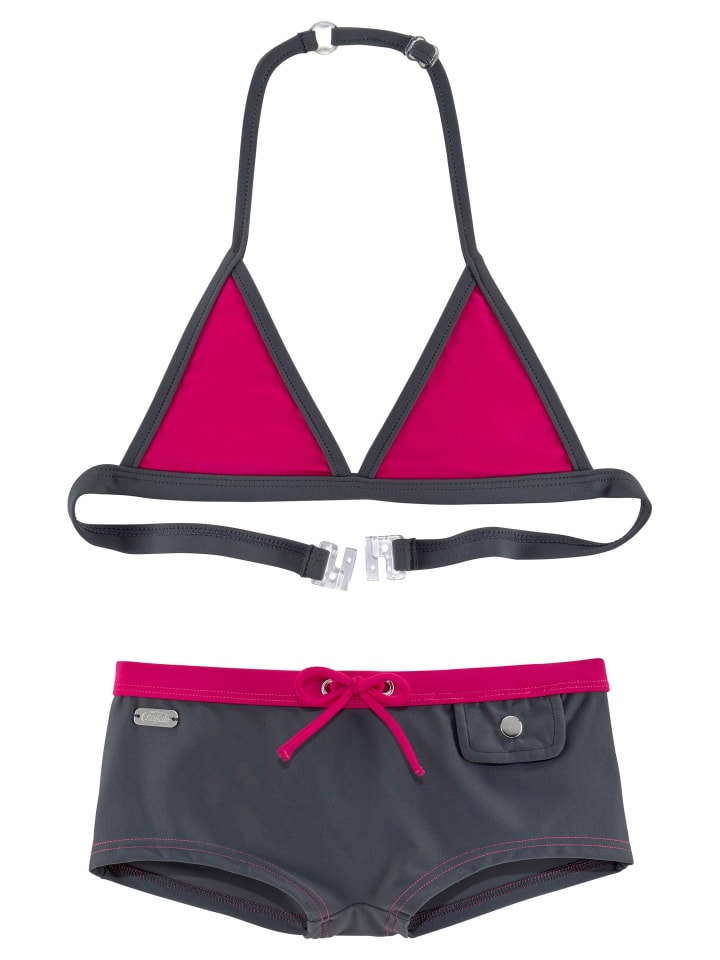 Triangel-Bikini in grau-pink