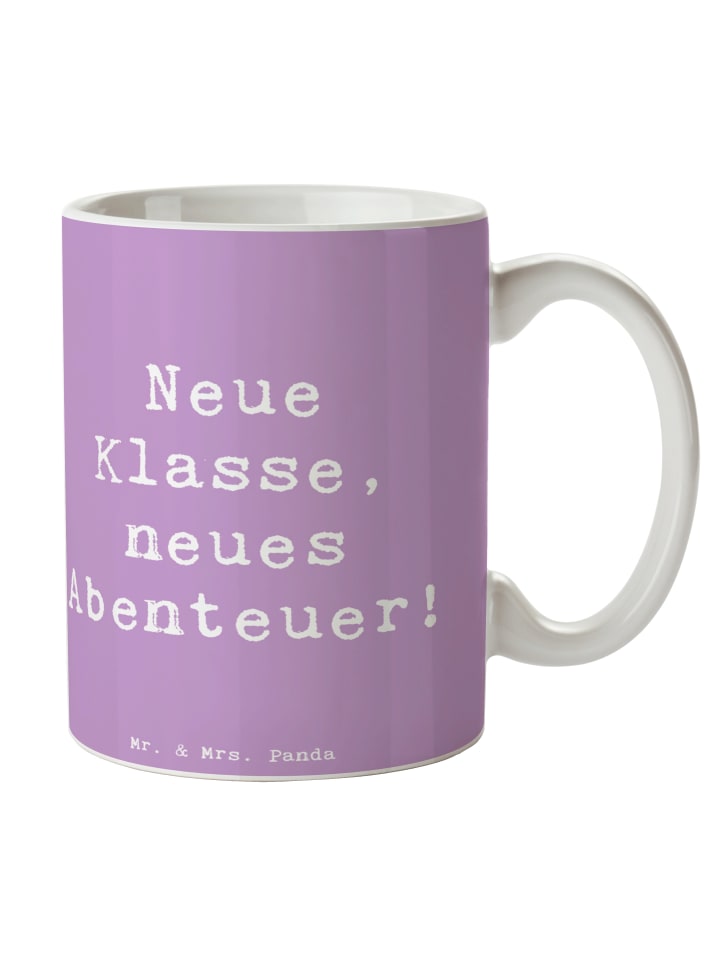 Tasse Erster Schultag Abenteuer mit Spruch in Lavendeltraum