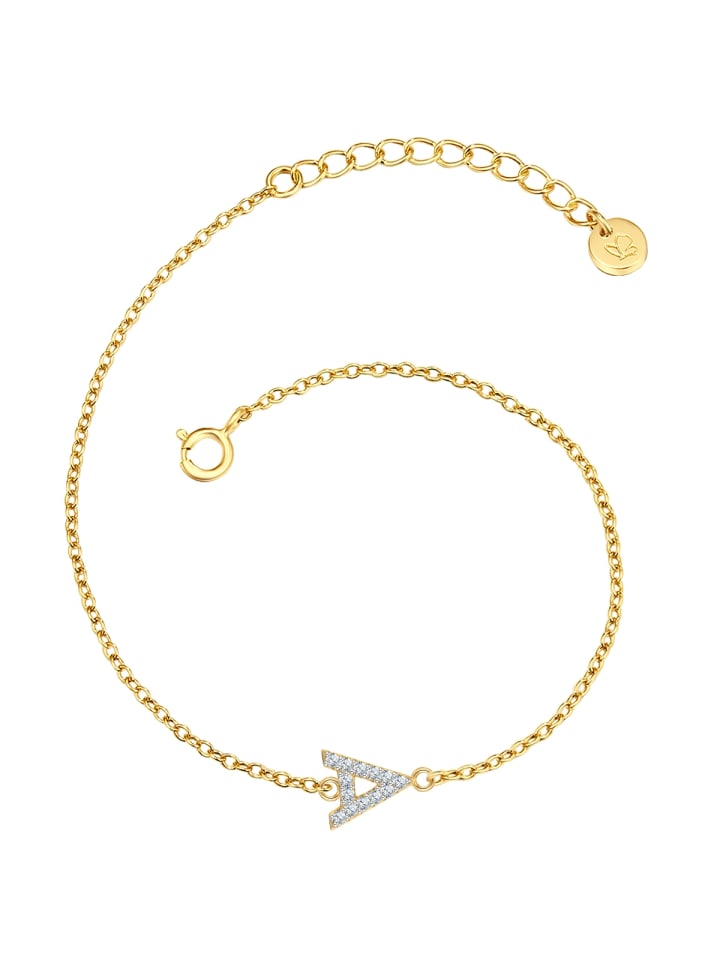 Armband Buchstabe A aus Sterling Silber mit Zirkonia in gelbgold