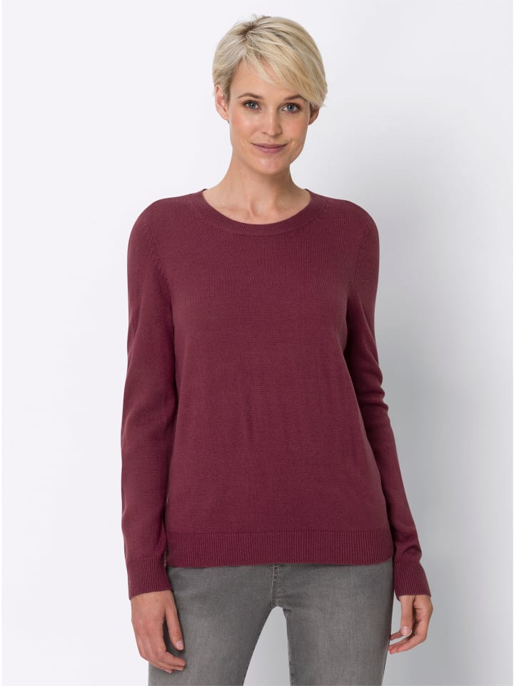 Rundhals-Pullover in bordeaux