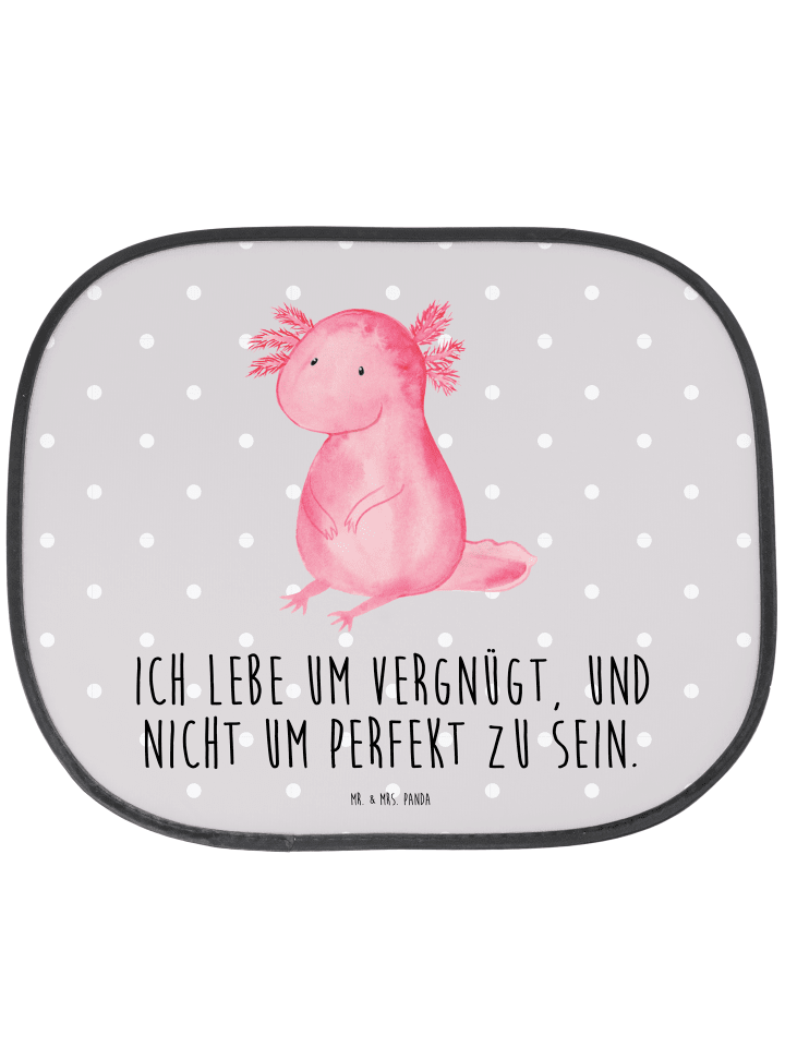 Sonnenblende Auto Axolotl Niedlich mit Spruch in Grau Pastell