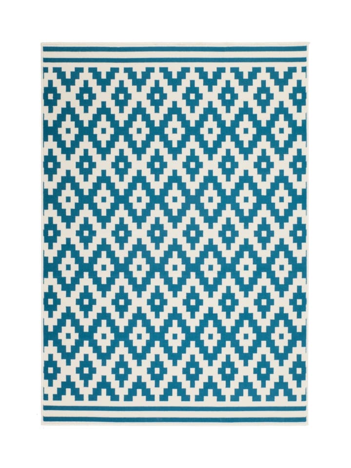 Kurzflor Teppich Nico 325 in Weiß Türkis