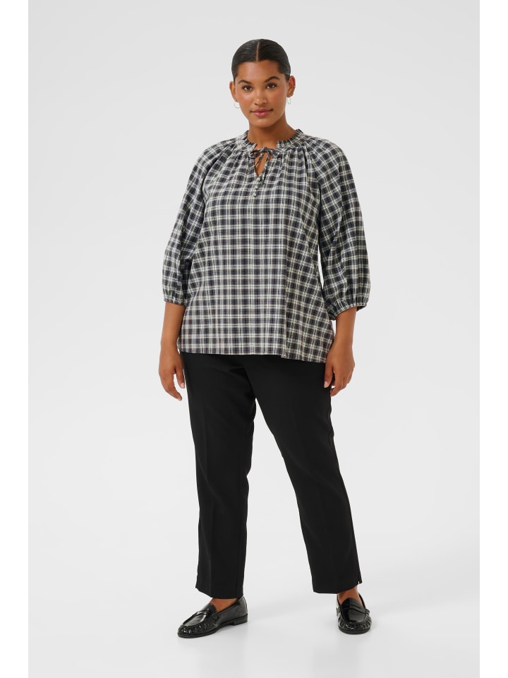 Kurzarm-Bluse KCelina Regular fit in Black/grey Check