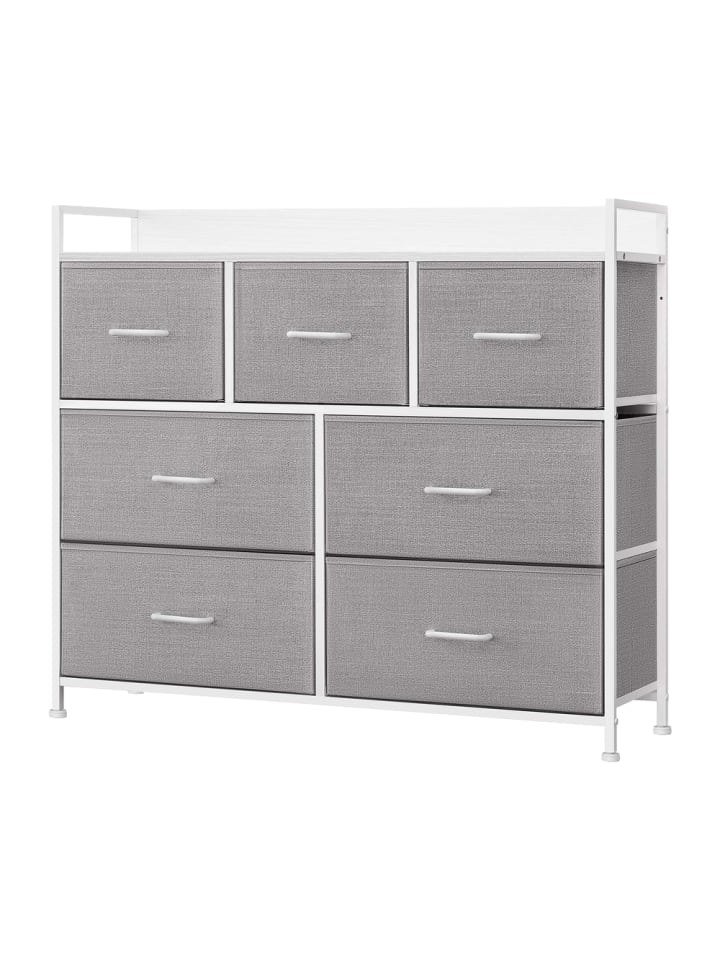 Kommode Bellah in Grau-Weiß - (B)98 x (H)85 x (T)28.5 cm