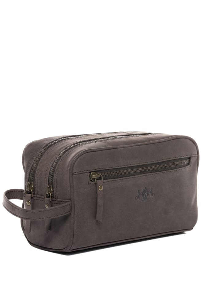 Leder-Kulturtasche echt Leder Kulturtasche groß dark-braun in braun