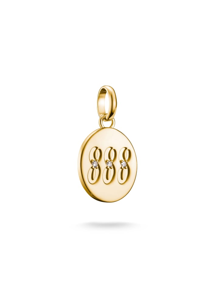 Charm-Anhänger Engelzahl 888 Mit Steinen Connect in gold, weiß