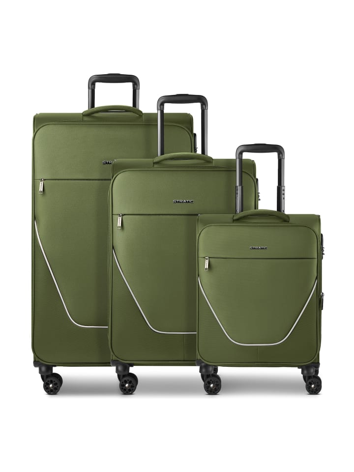 taska 4 Rollen Kofferset 3-teilig mit Dehnfalte olive