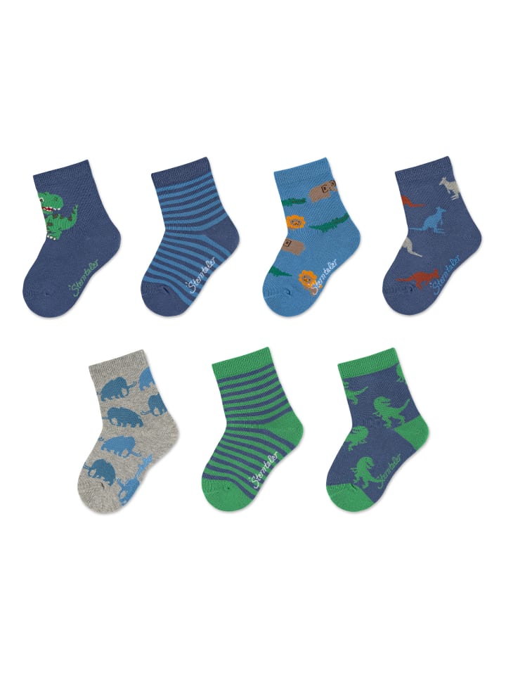 Socken 7er-Box Wildnis in helles blau