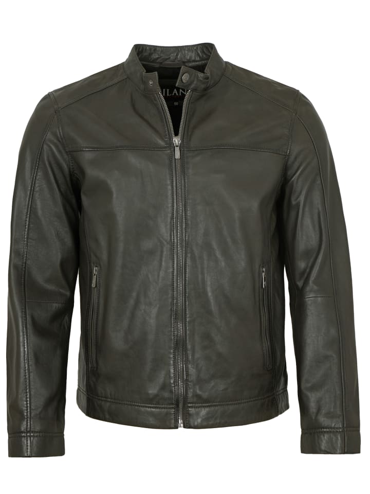 Lederjacke Lammnappa in Khaki