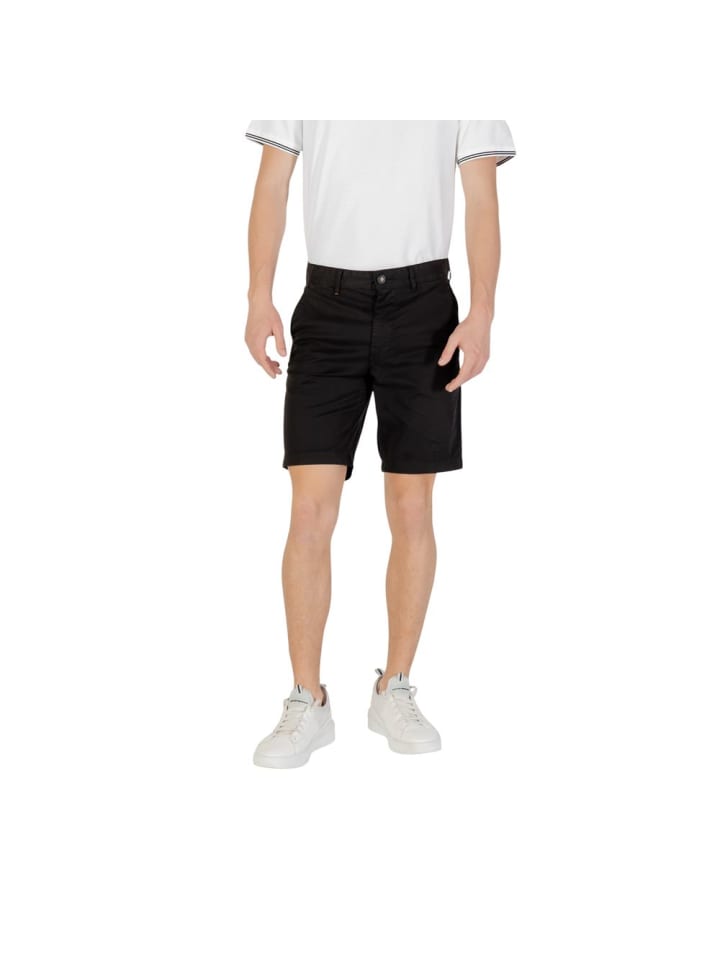 Schwarz Baumwolle Bermudashorts