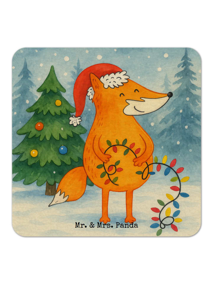 Glasuntersetzer Fuchs Weihnachten Design ohne S... in Weiß