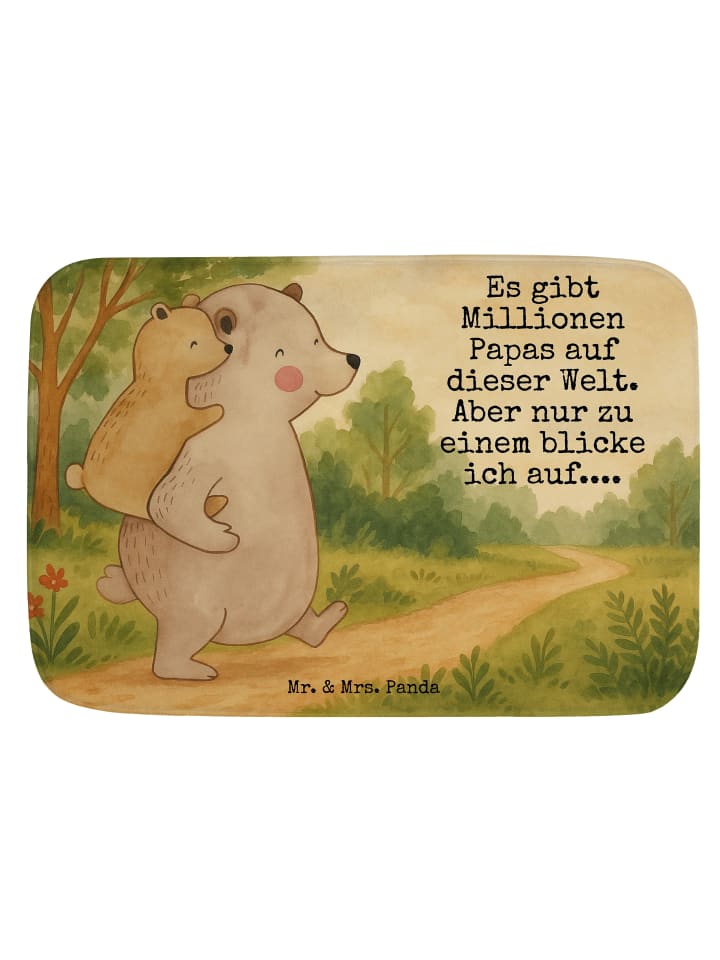 Badematte Papa Bär Design mit Spruch in Weiß