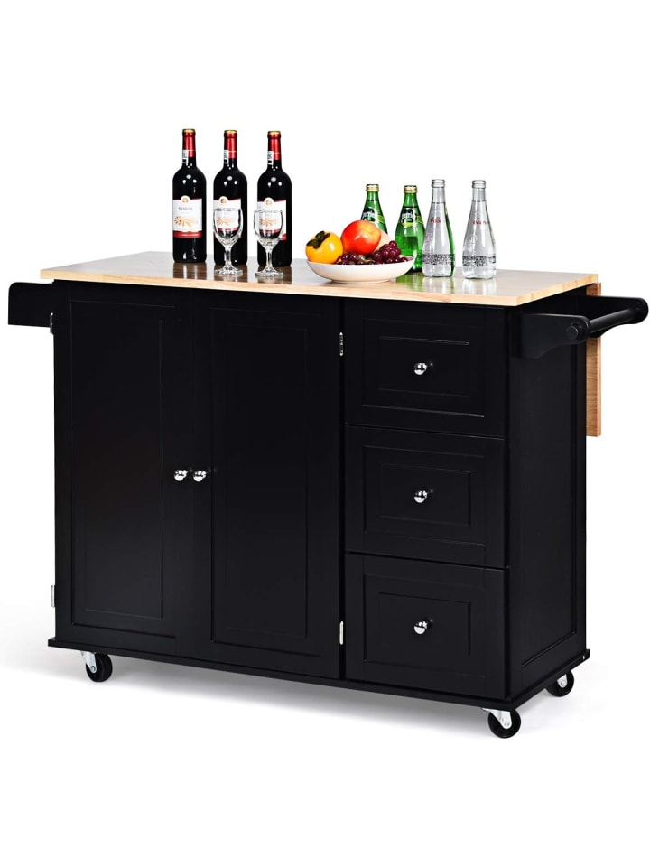 Küchenwagen auf Rollen 136x76x91cm in Schwarz