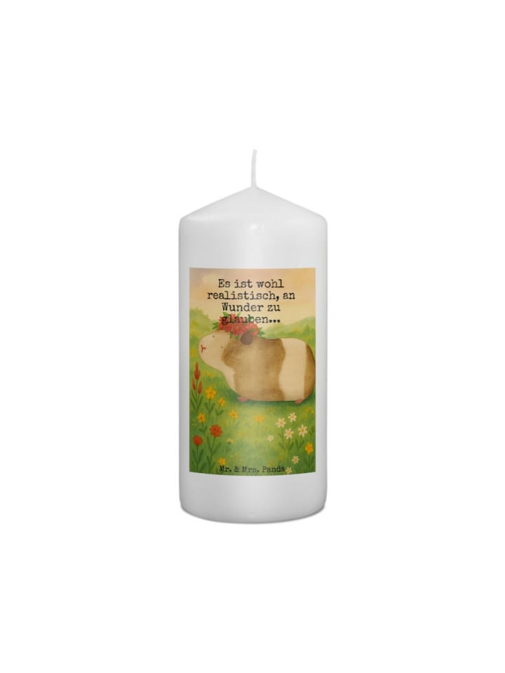 Kerze Meerschweinchen Weisheit Design mit Spruch in Weiß