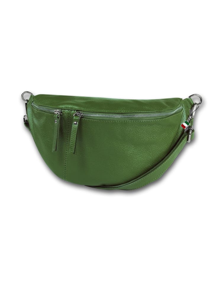 Leder Gürteltasche Florence Tasche grün ca. 37cm