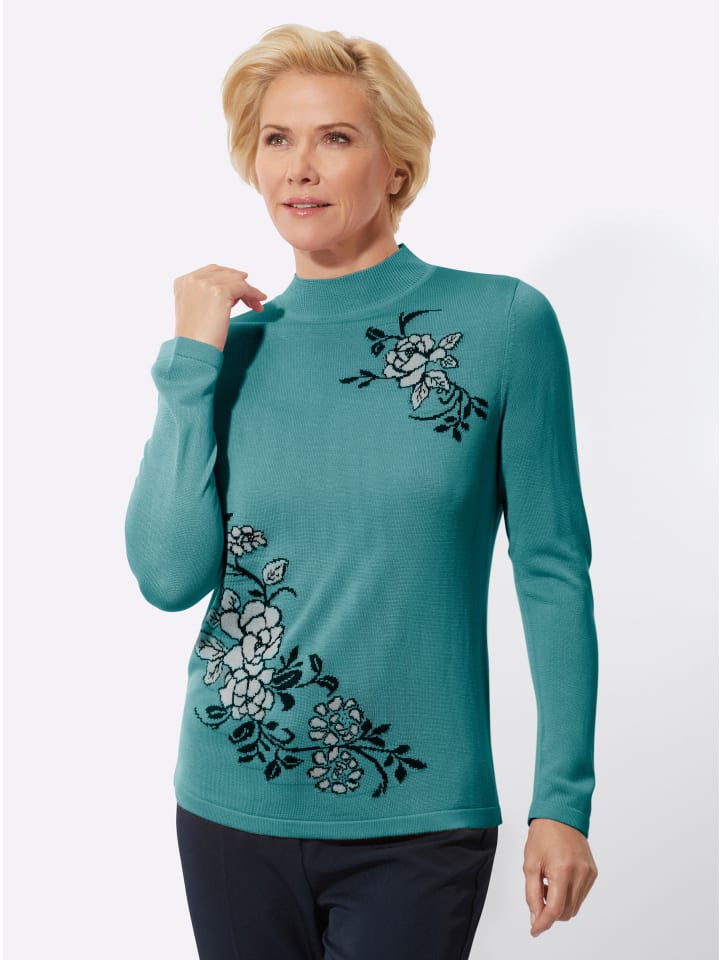 Stehkragen-Pullover in ozean
