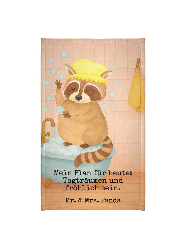 Handtuch Waschbär Design mit Spruch in Weiß