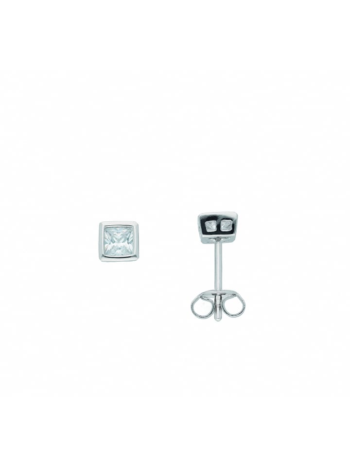 Damen 925 Silber Ohrringe / Ohrstecker mit Zirkonia in silber