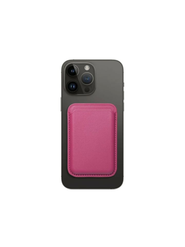 Magnetische Geldbörse aus Leder kompatibel mit Geräten in Pink