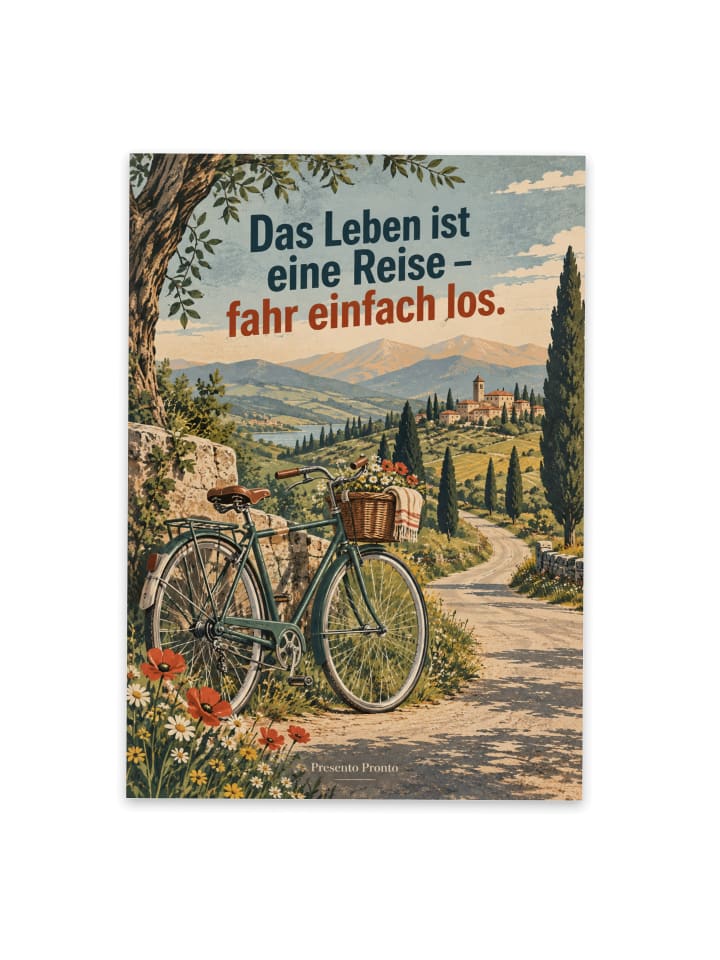Postkarte Fahrrad nostalgisch Design mit Spruch in Weiß