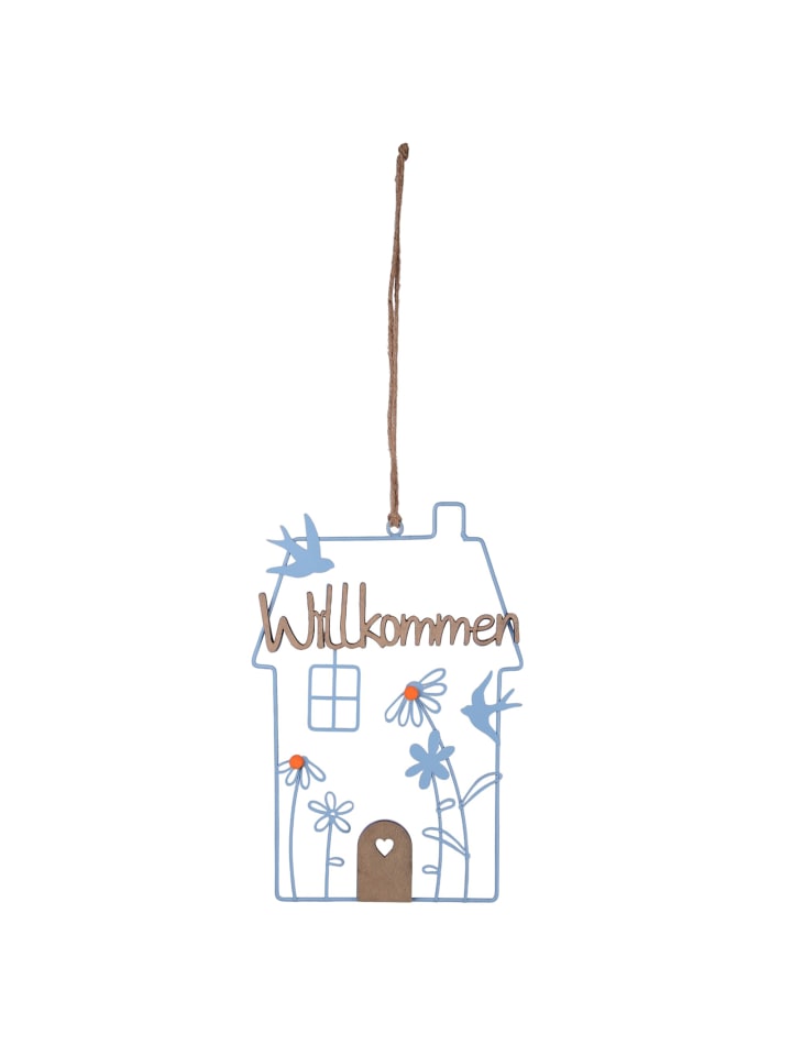 Willkommen Dekoaufhänger in Blau
