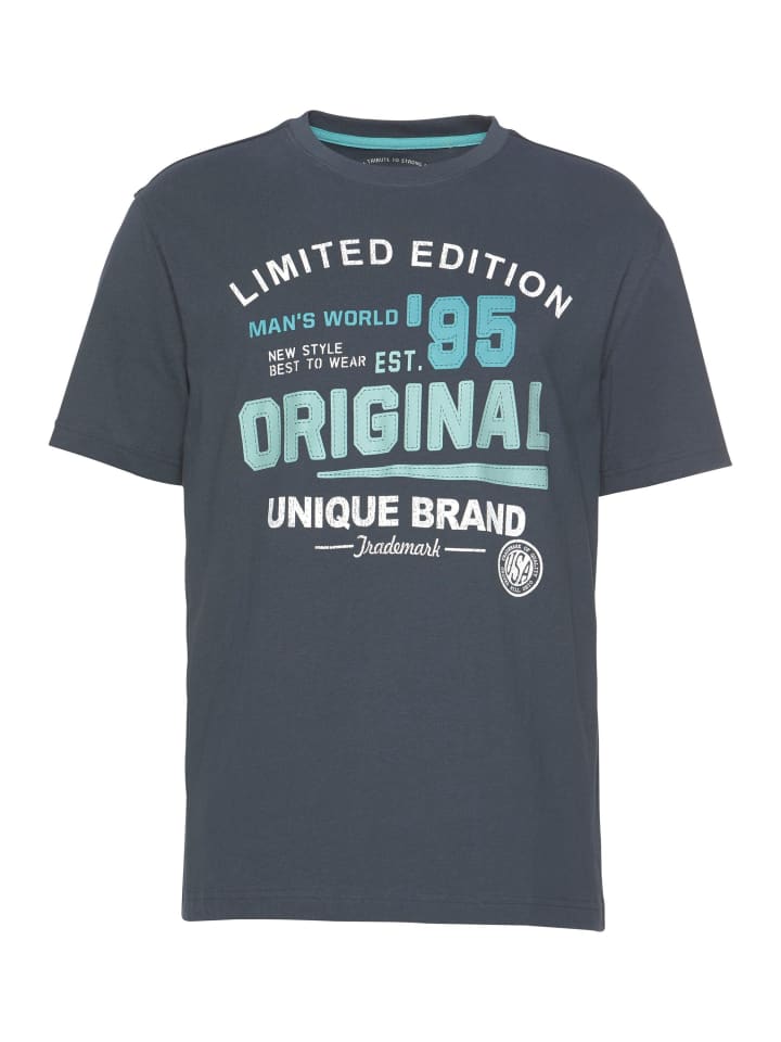T-Shirt in blaugrau/sch