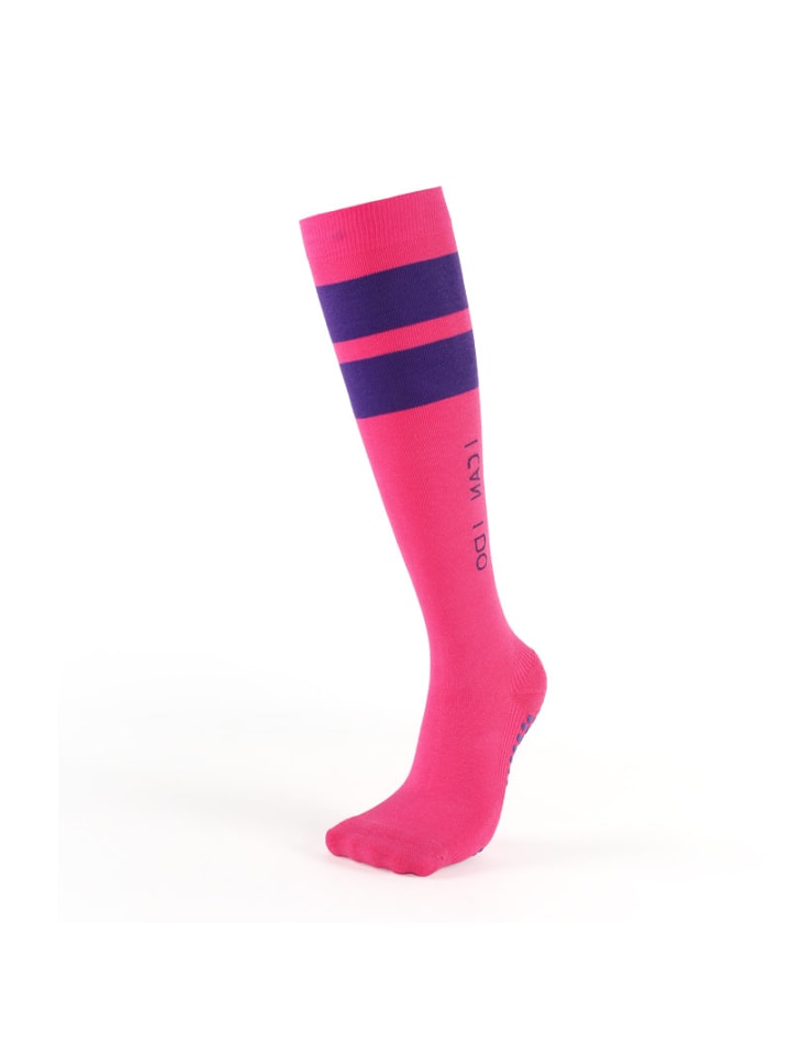 Kompressions-Kniestrümpfe Anti-Rutsch - Frottee-Polster in Pink/Lila