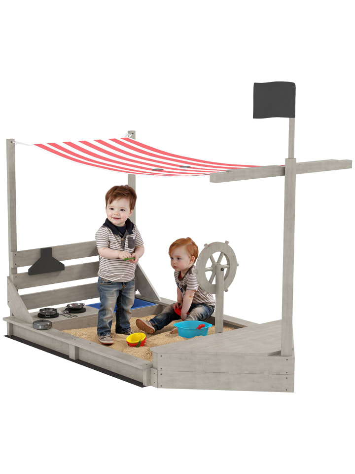Sandkasten in Grau 180L x 103B x 144,5H cm