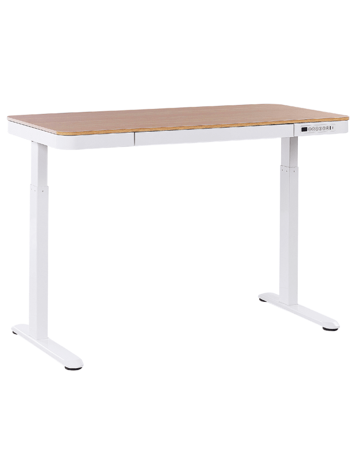 Höhenverstellbarer Schreibtisch KENLY in Braun/Weiß
