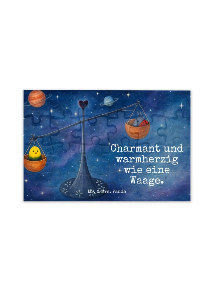 Puzzle Sternzeichen Waage Design mit Spruch in Weiß