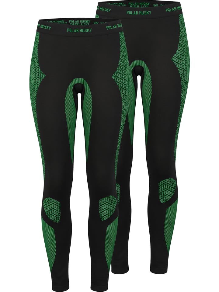 2 x Thermounterhose Lange Skiunterwäsche für Damen in Grün