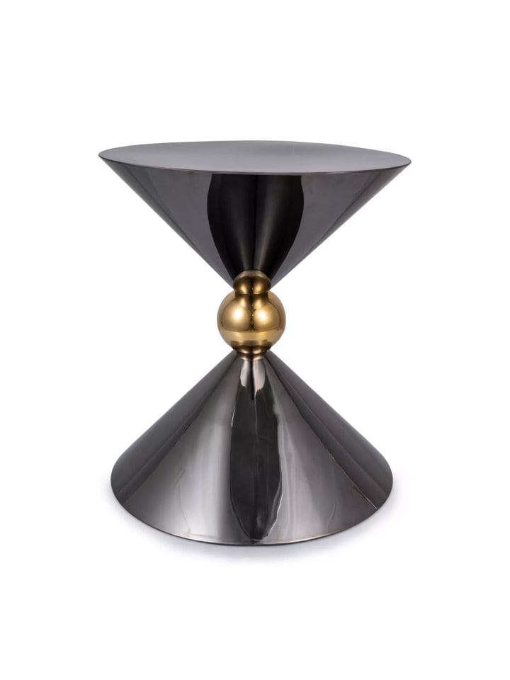 Couchtisch Mira schwarz Hochglanz / gold 50 / 50 / 56cm
