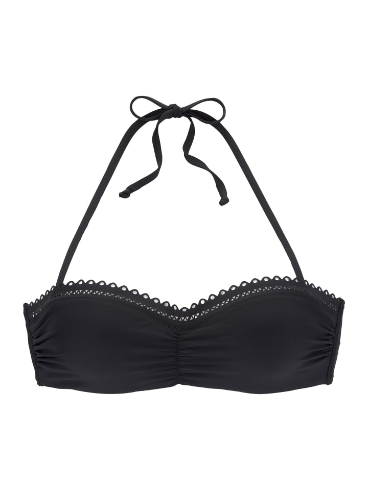 Bügel-Bandeau-Bikini-Top in schwarz