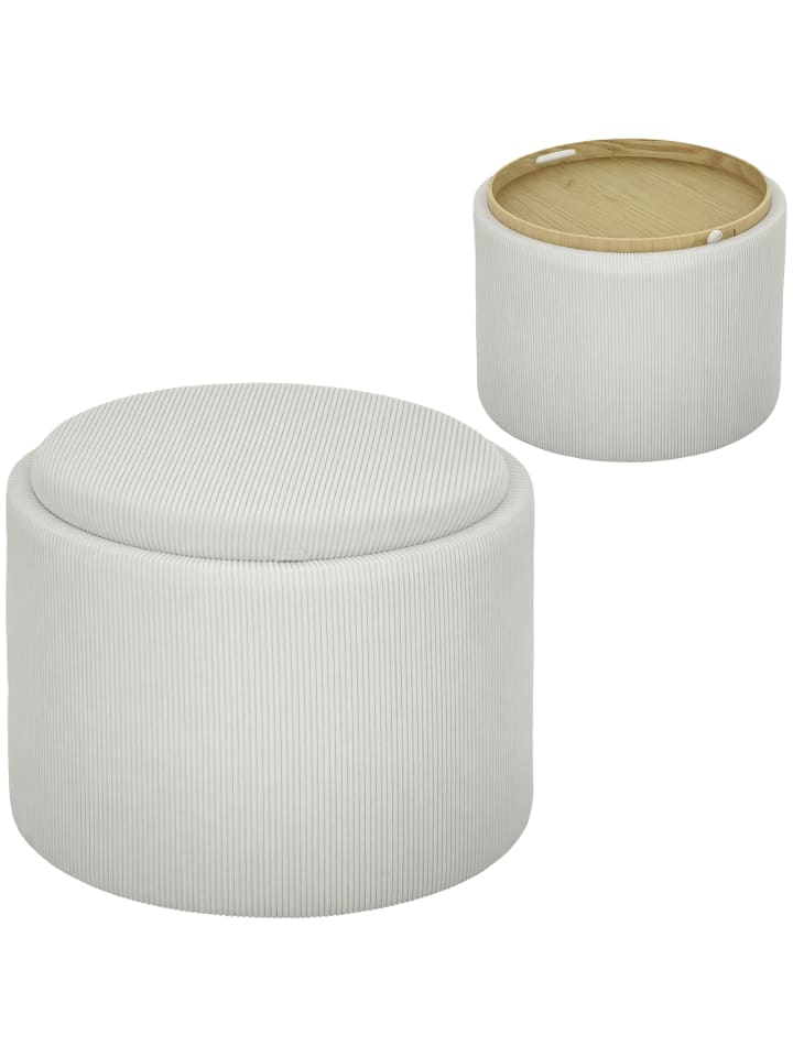 Ottomane in Cremeweiß 56L x 56B x 42H cm