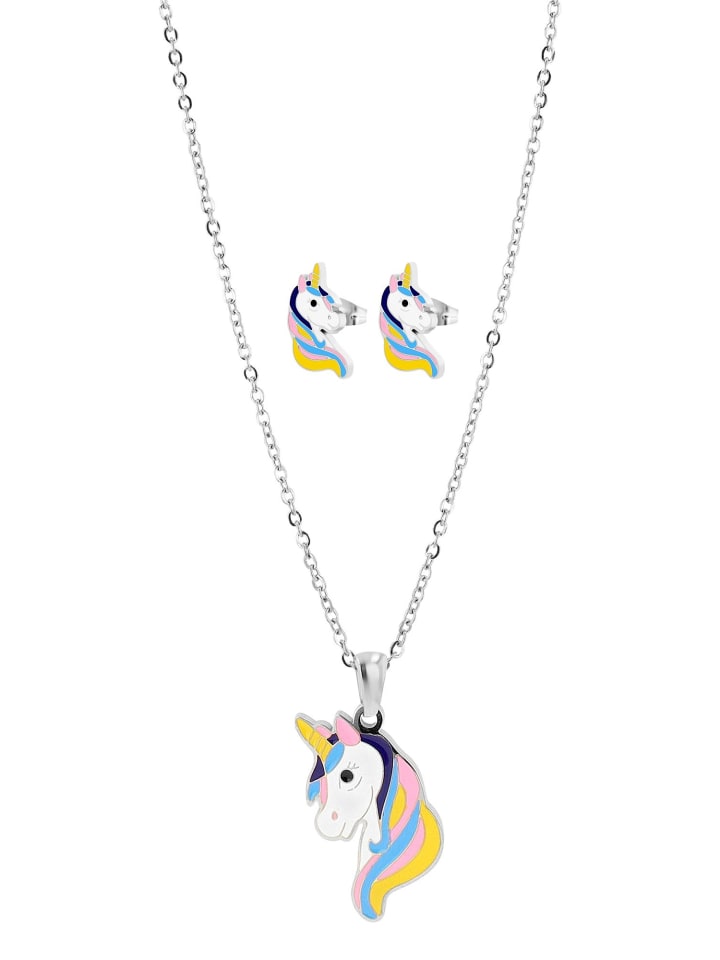 Kinder Halskette – Einhorn aus Edelstahl 45 cm in silber