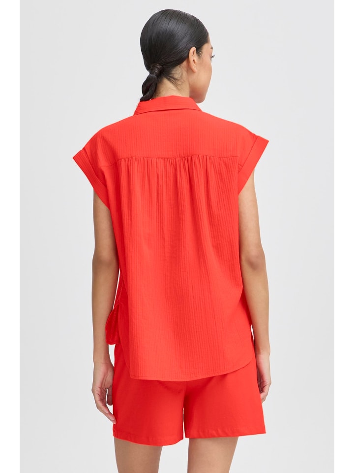 Langarm - Hemd BYFRY Loose fit in Flame Scarlet