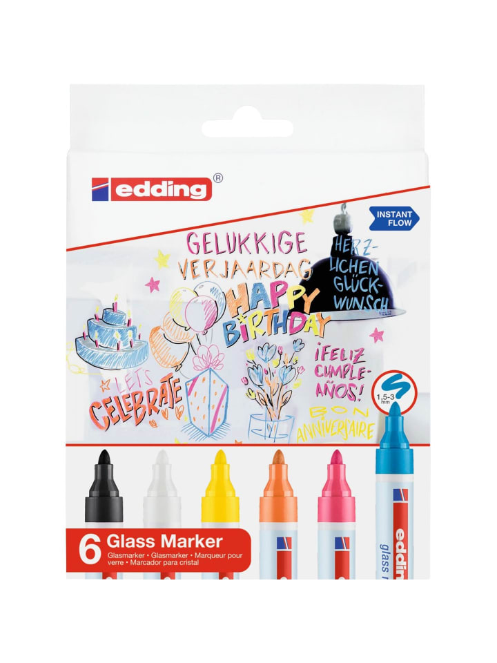 Glasmarker edding 95 Packung mit 6 Stück sortiert