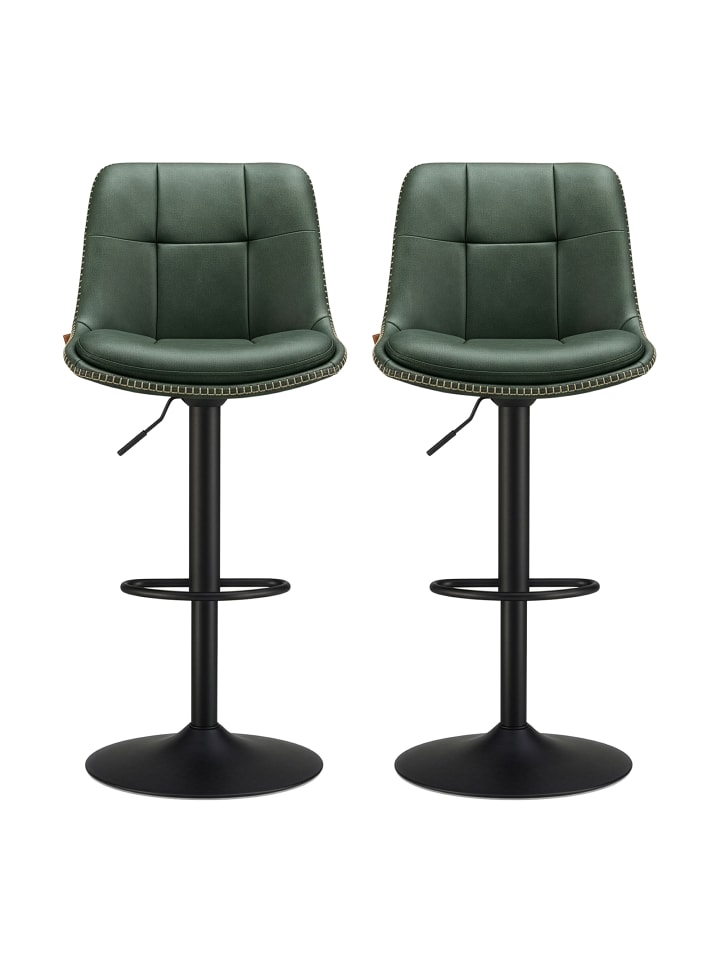 2er-Set: Barhocker Monni in Grün - (B)47 x (H)(93-114) x (T)44 cm