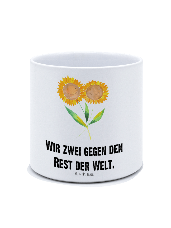 Übertopf groß Blume Sonnenblume mit Spruch in Weiß