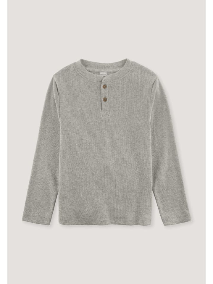 Hessnatur Henley Rib-Shirt Relaxed aus Bio-Baumwolle in hellgrau