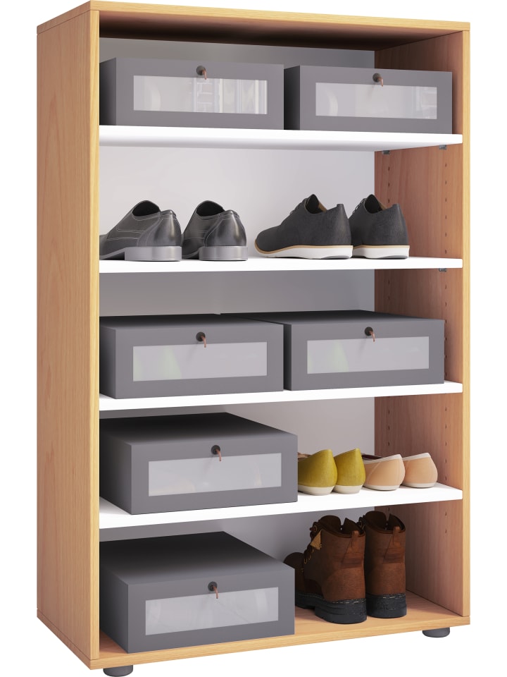 XXL Holz Großer Schuhschrank Schuhregal Lona 5 in Buche
